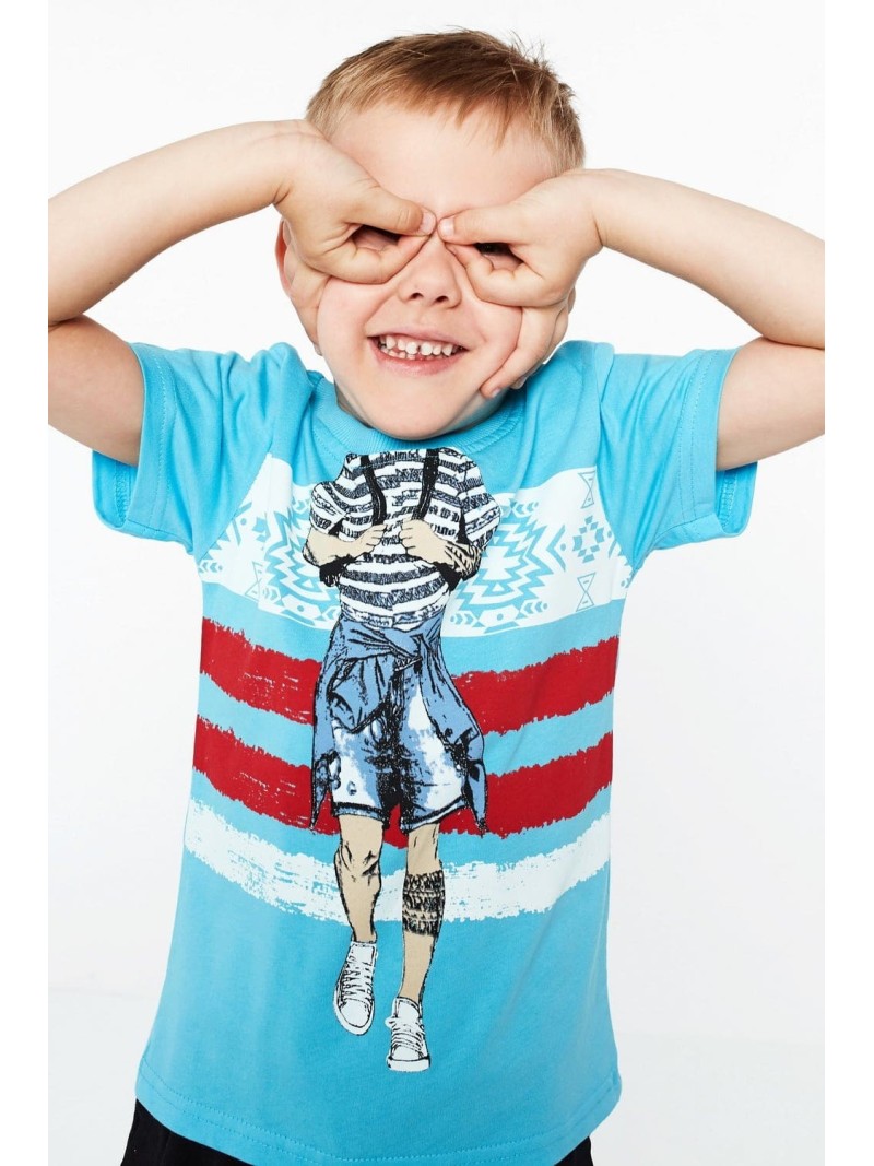 Boy\'s T-shirt with print, blue NDZ4461 - Online store - Boutique